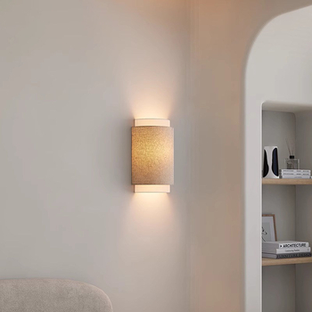 Zidna lampa u japanskom stilu s vintage ugođajem za spavaću sobu i dnevni boravak, sjenilo od platna, dizajn wabi-sabi