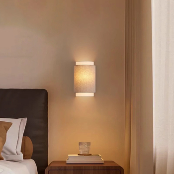 Zidna lampa u japanskom stilu s vintage ugođajem za spavaću sobu i dnevni boravak, sjenilo od platna, dizajn wabi-sabi