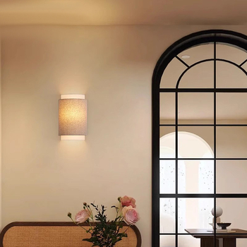 Zidna lampa u japanskom stilu s vintage ugođajem za spavaću sobu i dnevni boravak, sjenilo od platna, dizajn wabi-sabi