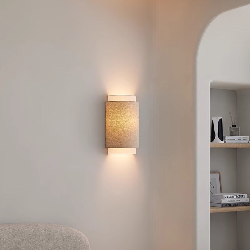 Zidna lampa u japanskom stilu s vintage ugođajem za spavaću sobu i dnevni boravak, sjenilo od platna, dizajn wabi-sabi