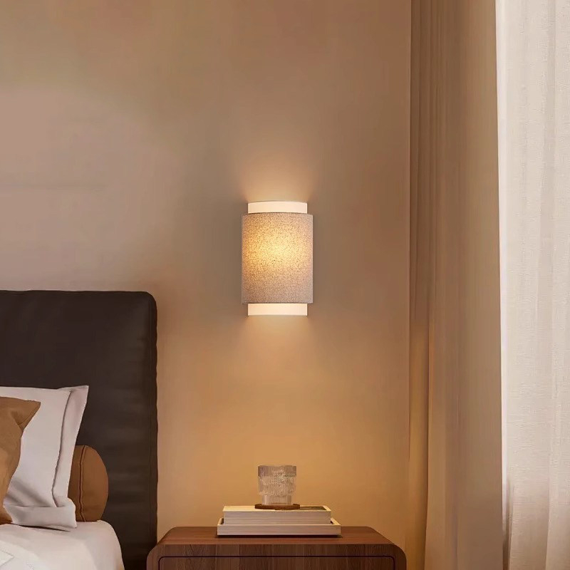 Zidna lampa u japanskom stilu s vintage ugođajem za spavaću sobu i dnevni boravak, sjenilo od platna, dizajn wabi-sabi
