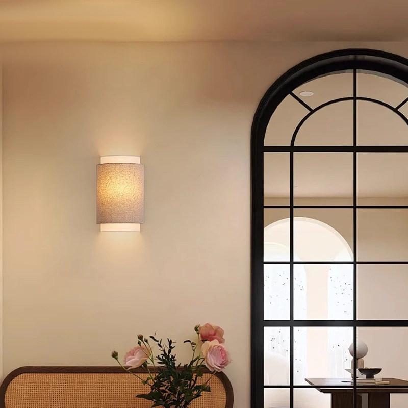 Zidna lampa u japanskom stilu s vintage ugođajem za spavaću sobu i dnevni boravak, sjenilo od platna, dizajn wabi-sabi
