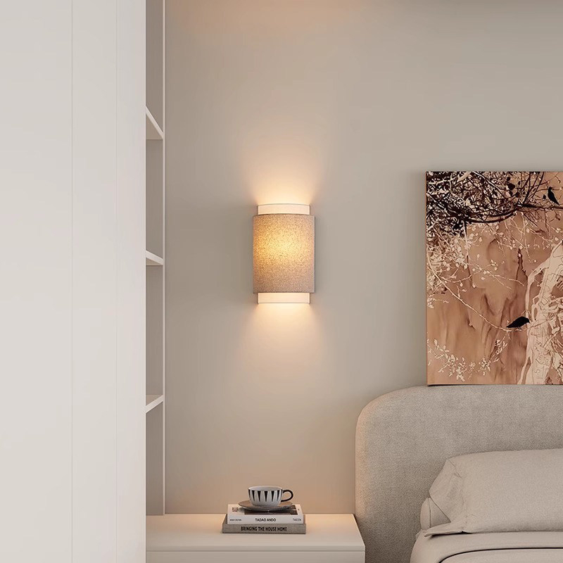 Zidna lampa u japanskom stilu s vintage ugođajem za spavaću sobu i dnevni boravak, sjenilo od platna, dizajn wabi-sabi