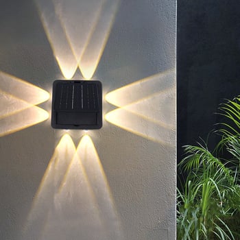 Solarna zidna svjetiljka za vanjsku uporabu, 360° osvjetljenje zida, IP65 vodootporna, topla 3000K, 8 LED, neoklasični vrtni dvorišni fenjer