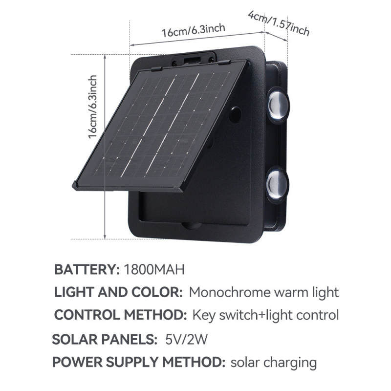 Solarna zidna svjetiljka za vanjsku uporabu, 360° osvjetljenje zida, IP65 vodootporna, topla 3000K, 8 LED, neoklasični vrtni dvorišni fenjer