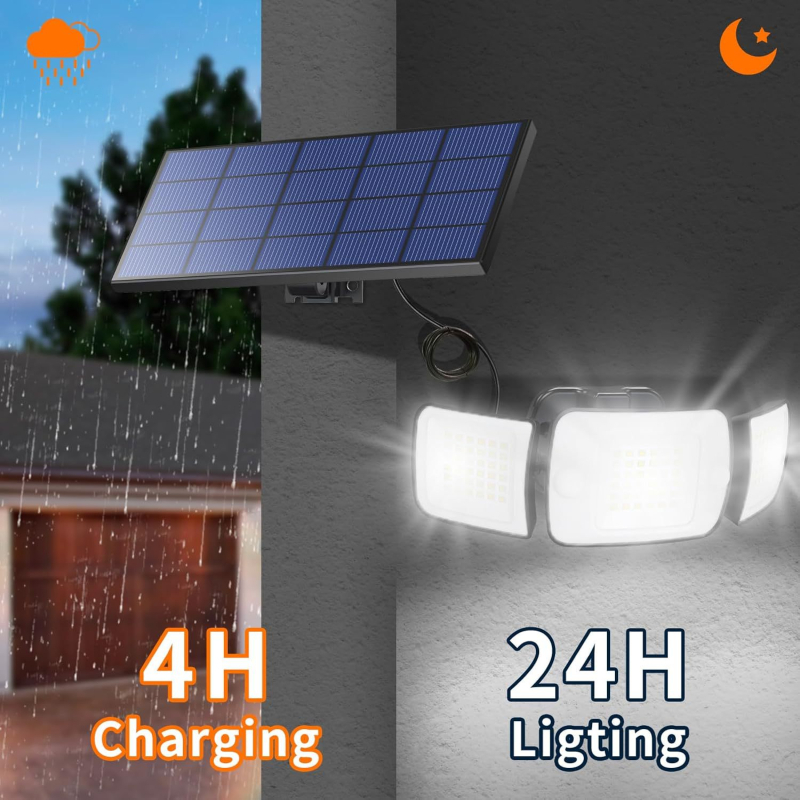 Solarna troglava zidna svjetiljka, vanjska LED rasvjeta za dvorište i vrt (IP66)