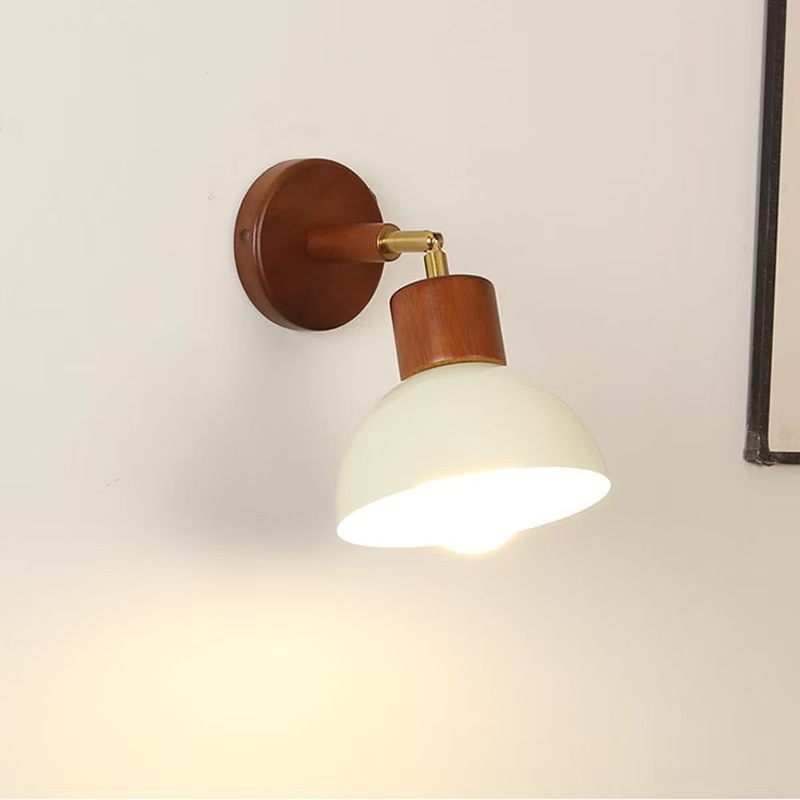 Zidna svjetiljka u francuskom stilu za spavaću sobu ili hodnik, masivno drvo s krem završnim premazom, okretna, svjetlo za oči, minimalističko retro