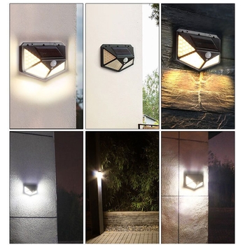 Solarna zidna lampa za vrt, vanjska vodootporna LED s senzorom pokreta i automatskim osvjetljenjem