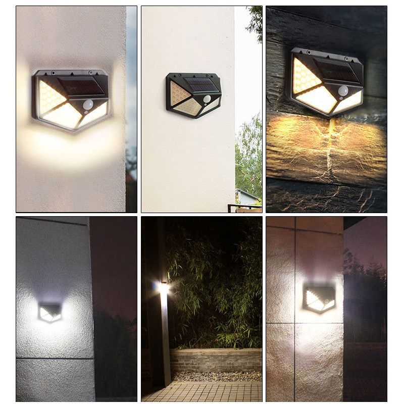 Solarna zidna lampa za vrt, vanjska vodootporna LED s senzorom pokreta i automatskim osvjetljenjem