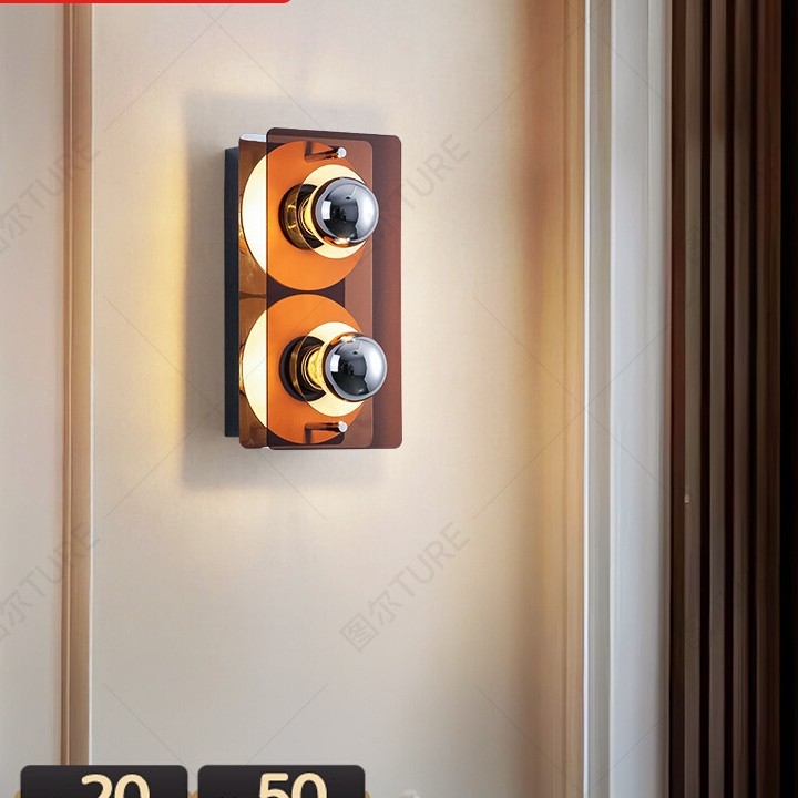 Šarena retro Bauhaus zidna svjetiljka s dvostrukom glavom za dnevni boravak, blagovaonu, balkon i hodnik