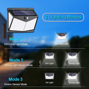 Solarna vanjska rasvjeta s senzorom pokreta, zidna LED rasvjeta za vrt, integrirana ulična LED svjetiljka IP65