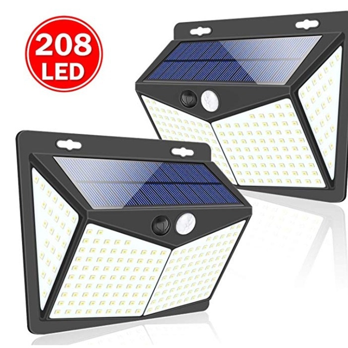 Solarna vanjska rasvjeta s senzorom pokreta, zidna LED rasvjeta za vrt, integrirana ulična LED svjetiljka IP65