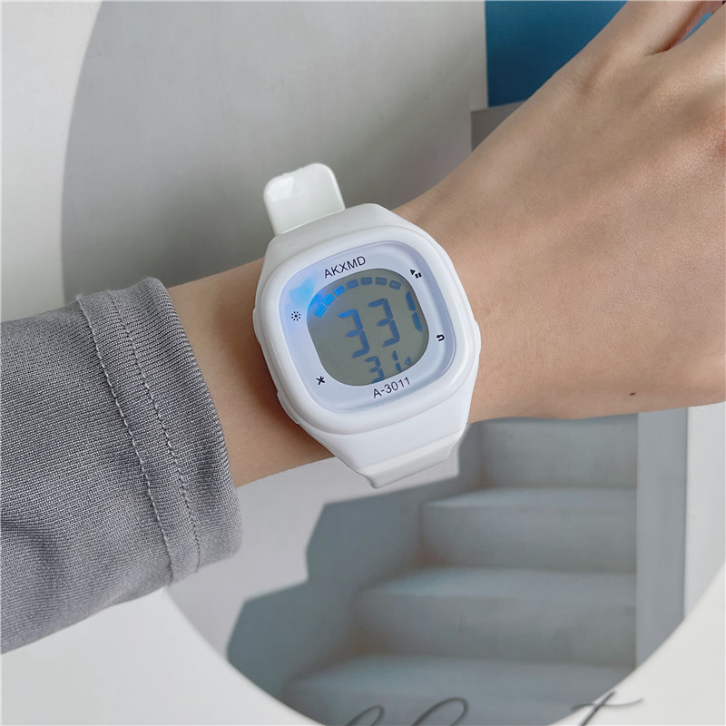 Novi elektronički sat s jednorogom, mali kvadratni dizajn, unisex, korejski stil, minimalistički, sportski, višefunkcionalan