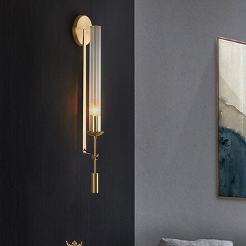 Stenska lampa s staklenim sjenilom, lagani luksuz studijskog stila, skandinavski kreativni postmoderni minimalistički dizajn za spavaću sobu, dnevnu sobu, hodnik i TV zid