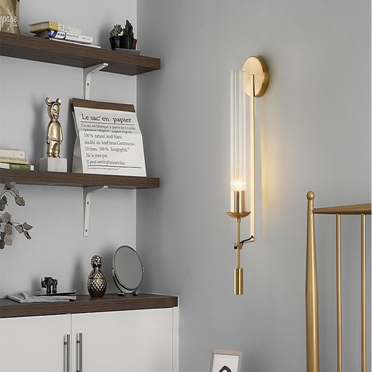Stenska lampa s staklenim sjenilom, lagani luksuz studijskog stila, skandinavski kreativni postmoderni minimalistički dizajn za spavaću sobu, dnevnu sobu, hodnik i TV zid