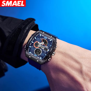 SMAEL sat u obliku bureta, višenamjenski digitalni sat za sport i rekreaciju, vodootporan, dvostruki LED zaslon, osvijetljeni alarm, muški sat