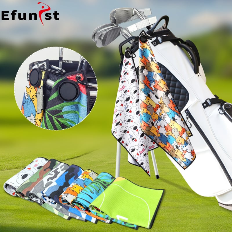 Golf ručnik od mikrovlakana s magnetskim pričvršćivanjem, gofr uzorak, otisak crtića, s kukom