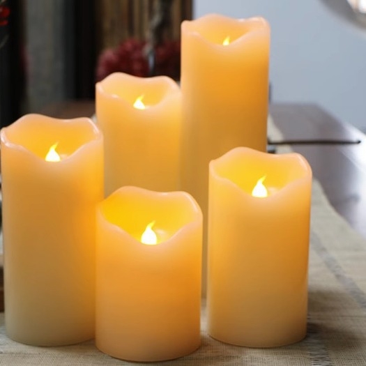 Parafinska LED električna svijeća s fiksnim plamenom, cilindričnog oblika, za vjenčanja i dekoraciju barova, promjer 8 cm
