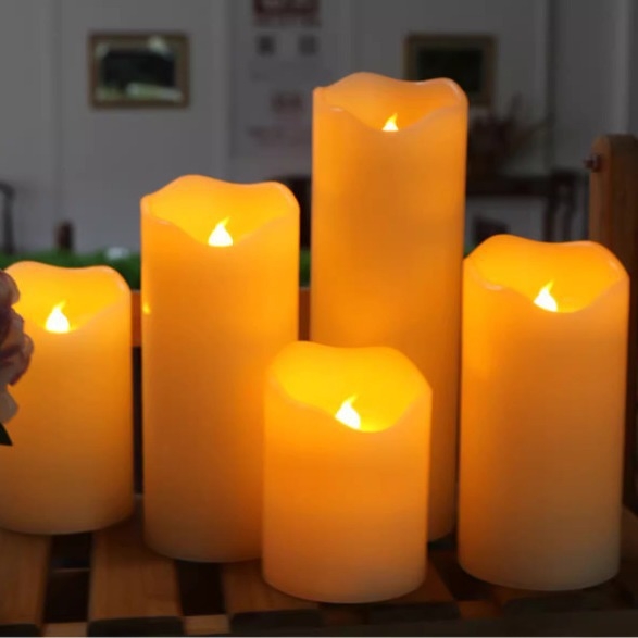 Parafinska LED električna svijeća s fiksnim plamenom, cilindričnog oblika, za vjenčanja i dekoraciju barova, promjer 8 cm