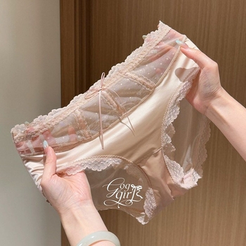 Francuski stil prozračnih čipkastih gaćica za žene, mrežasti materijal, srednje visoka talija, pokrivaju bokove, tanki materijal