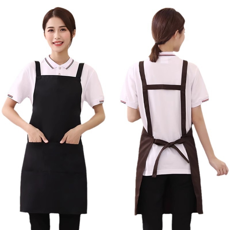 Vodootporan prsluk bez rukava s ušivenim logom, prilagodljiv za kuhinjske radove, salone za manikuru i trgovine milk tea