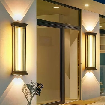 Nerđajući čelična zidna svjetiljka s dvostrukim osvjetljenjem prema gore i dolje, moderni minimalistički vanjski LED zidni svjetiljak, IP65, 20W, 220V, model QL-6007, dimenzije 40–80 cm