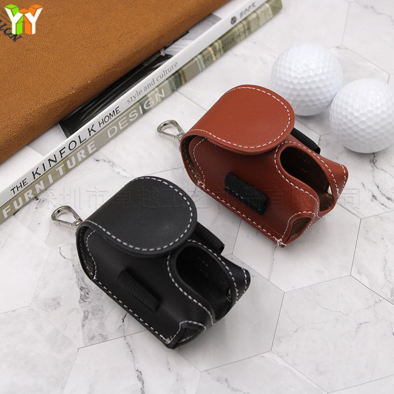 Japán stílusú bőrtáska golflabdákhoz, hordozható kültéri tároló, két darabos deréktáska