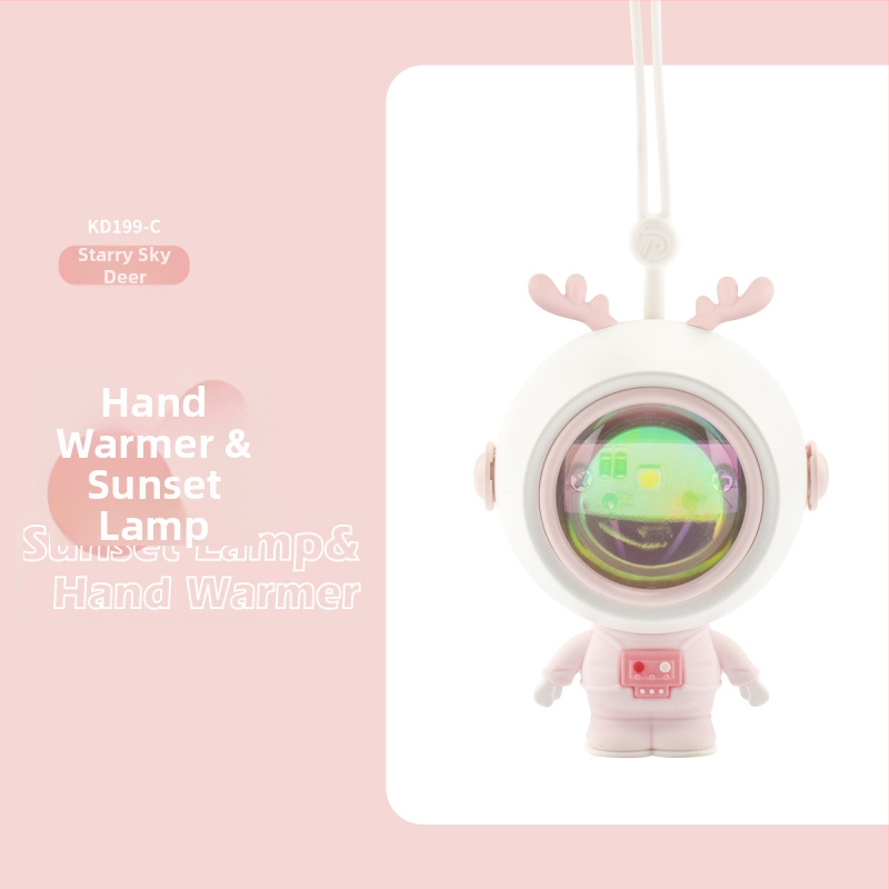 Kreslený astronaut ohrievač rúk, USB nabíjanie, prenosné atmosférické svetlo na fotografovanie, 2 v 1
