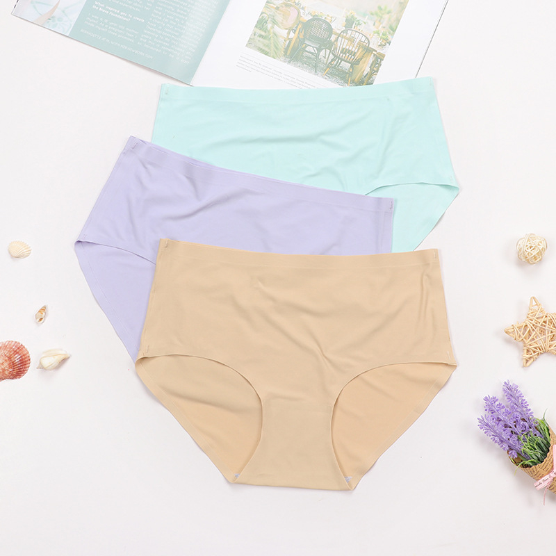 Ženske gaćice za plus veličinu od ice silk, tanke, prozračne, oblikovanje struka, jednobojne