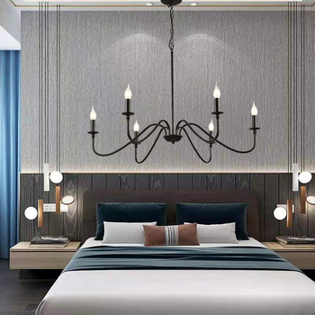 Moderna minimalistički željezni luster s LED, četiri izvora svjetla, vučni prekidač, pogodna za dnevni boravak, blagovaonu, spavaću sobu i radnu sobu.