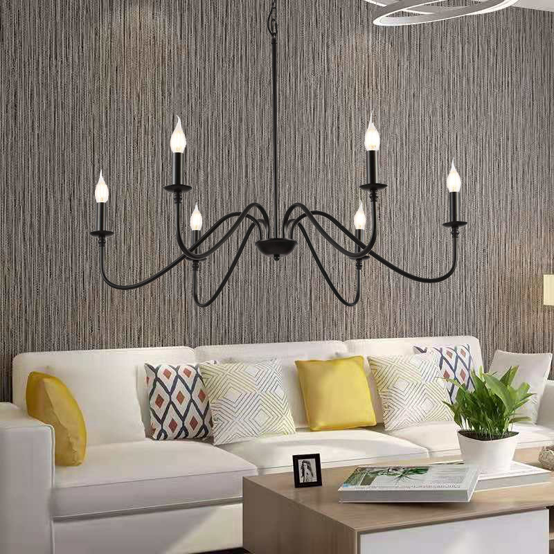 Moderna minimalistički željezni luster s LED, četiri izvora svjetla, vučni prekidač, pogodna za dnevni boravak, blagovaonu, spavaću sobu i radnu sobu.