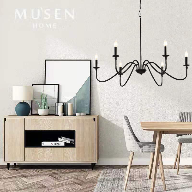 Moderna minimalistički željezni luster s LED, četiri izvora svjetla, vučni prekidač, pogodna za dnevni boravak, blagovaonu, spavaću sobu i radnu sobu.