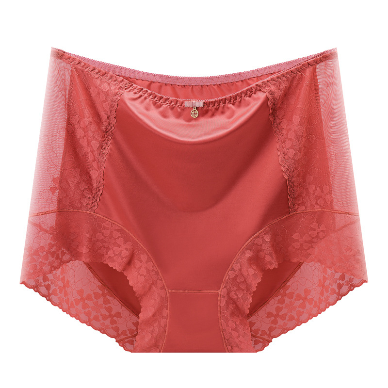 Wennu G232 Ženske gaćice visokog struka s čipkom, plus size, Ice Silk