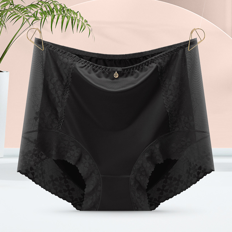 Wennu G232 Ženske gaćice visokog struka s čipkom, plus size, Ice Silk
