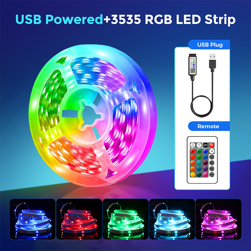 USB RGB LED traka za esport atmosferu sa sinkronizacijom zvuka, samoljepljiva, niskog napona 5V, pametna LED traka – komplet