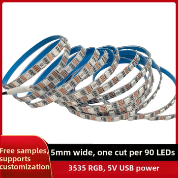 5V RGB LED traka koja mijenja boje, 60/90 LED, uska 5 mm pločica, drvena baza i akrilna ploča za crtanje, svjetlosni trak s gradijentom boja