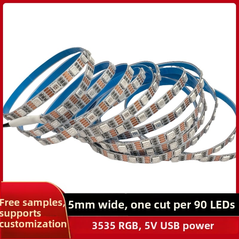 5V RGB LED traka koja mijenja boje, 60/90 LED, uska 5 mm pločica, drvena baza i akrilna ploča za crtanje, svjetlosni trak s gradijentom boja