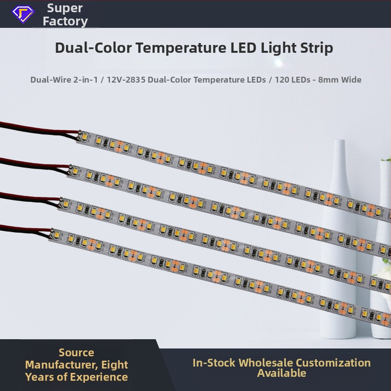 2835 LED fleksibilna traka s dvije temperature boje, 120 LED/m, 12V, dimabilna, samoljepiva, rolna 20 m
