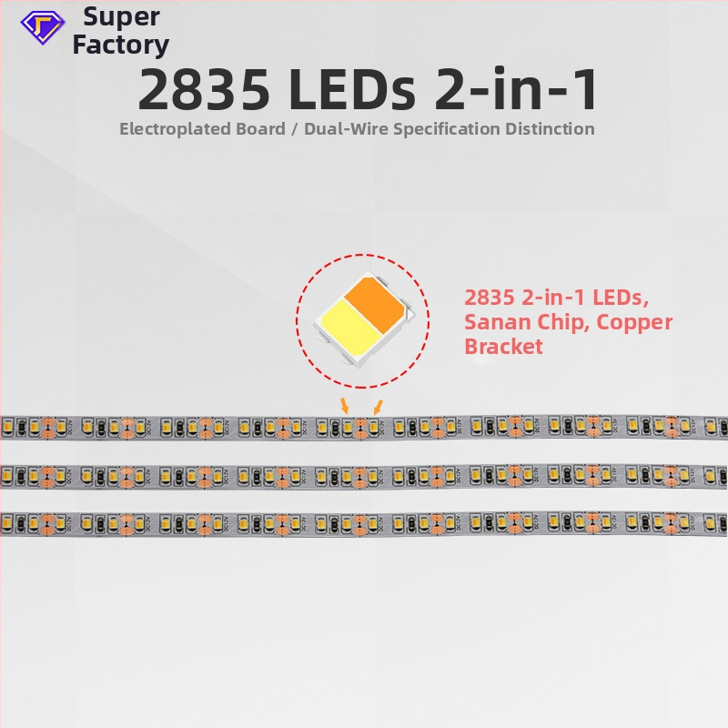2835 LED fleksibilna traka s dvije temperature boje, 120 LED/m, 12V, dimabilna, samoljepiva, rolna 20 m