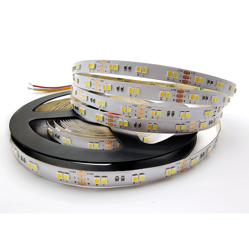 LED traka s ljepiljkom 2835, dvobojna temperatura boje (CCT), 12V, glatko dimiranje i podešavanje boje, visoka svjetlina