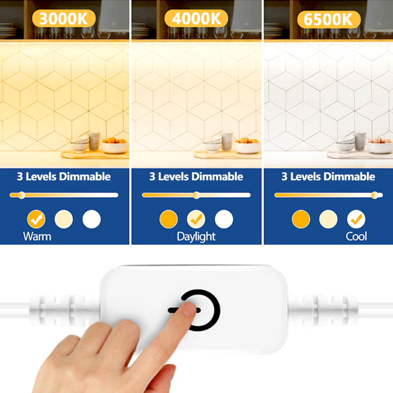 USB dvobojna COB fleksibilna LED traka, DC5V, 8mm, 500 LED/m, bijela + topla CCT, tri boje, neprekidno dimanje, CRI 90