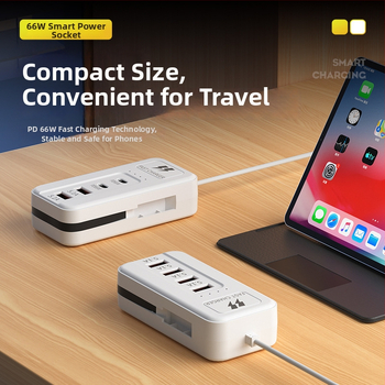 66W multifunkčná USB nabíjačka s viacerými portmi – Tpyec domáca zásuvka a predlžovací kábel pre telefón