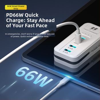 66W multifunkčná USB nabíjačka s viacerými portmi – Tpyec domáca zásuvka a predlžovací kábel pre telefón