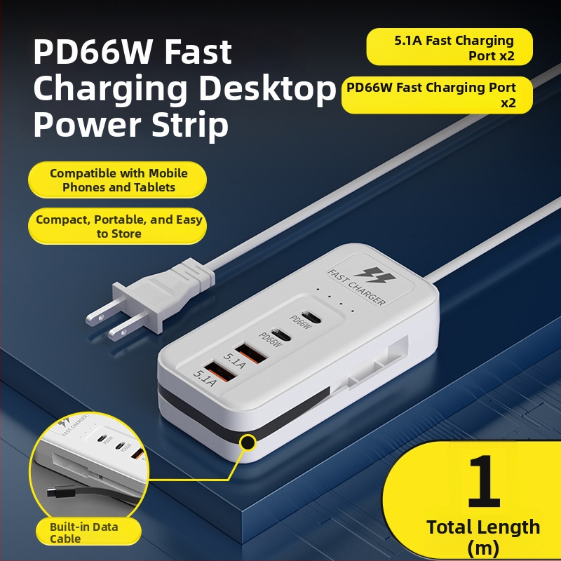 66W multifunkčná USB nabíjačka s viacerými portmi – Tpyec domáca zásuvka a predlžovací kábel pre telefón