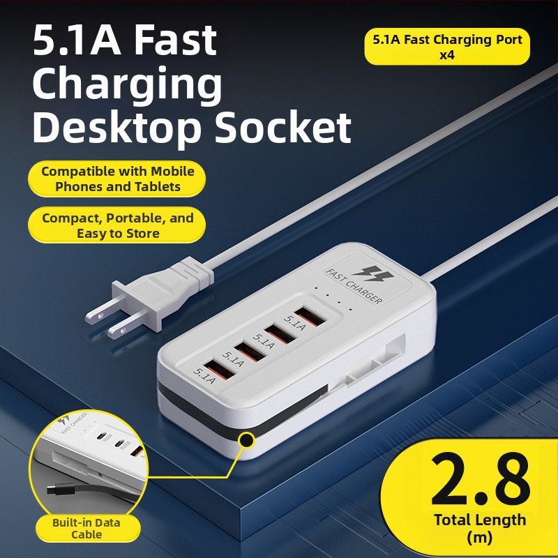 66W multifunkčná USB nabíjačka s viacerými portmi – Tpyec domáca zásuvka a predlžovací kábel pre telefón