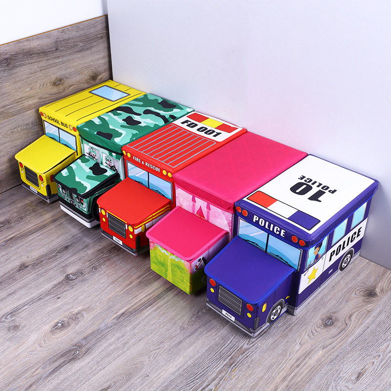 Sklopivi taburet za pohranu za djecu, dizajn prednjeg dijela automobila, netkani materijal, dimenzije 55 × 25 × 32 cm, kapacitet 45 L