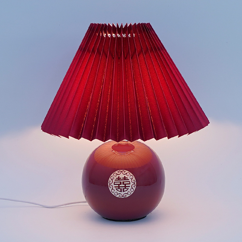 Keramička svadbena noćna lampa za spavaću sobu s crvenim znakom dvostruke sreće