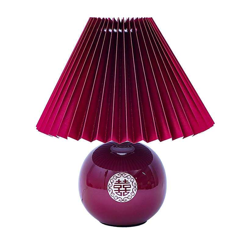 Keramička svadbena noćna lampa za spavaću sobu s crvenim znakom dvostruke sreće
