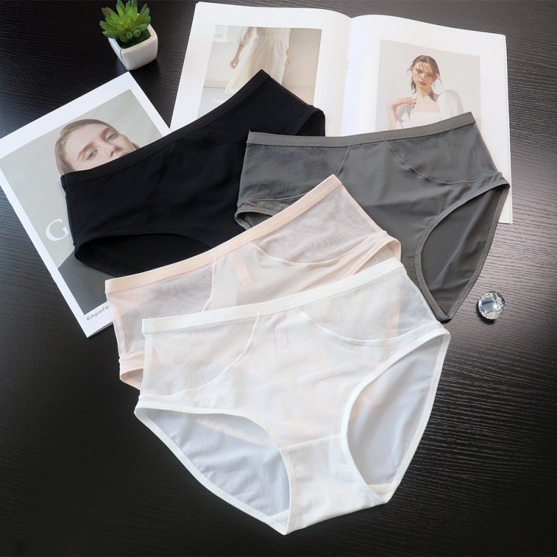 Patentirano žensko donje rublje s mrežicom ice silk, srednja talija, pokriva bokove, europsko-američki stil