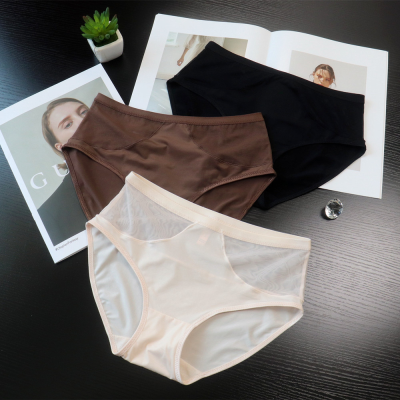 Patentirano žensko donje rublje s mrežicom ice silk, srednja talija, pokriva bokove, europsko-američki stil